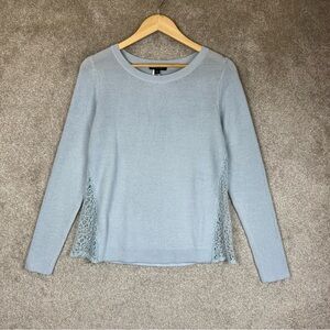 H by Halston Sweater Womens Extra Small Lace Side Panel Pullover Knit Top- 3597